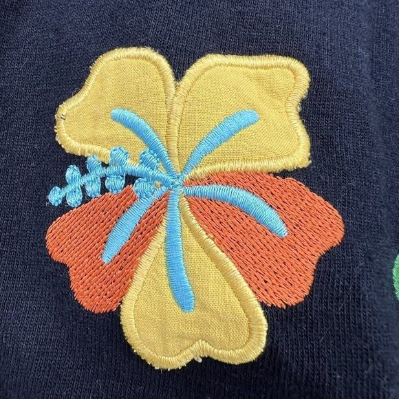 Emma Tricot Cardigan Embroidered Tropical Flowers Black Women’s Size Medium - Picture 6 of 8